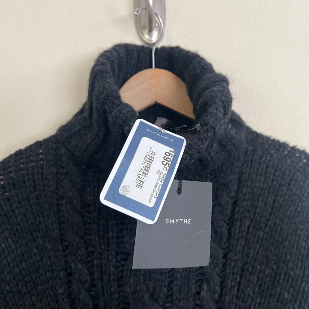 SMYTHE Turtleneck Blanket Sweater in Charcoal Black - Picture 11 of 12